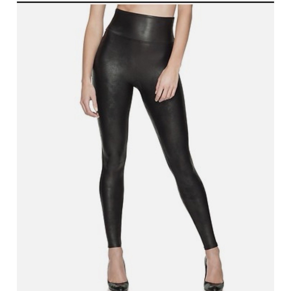 SPANX Faux Leather High Waisted Leggings Black sz.M 2437 NWT Shapes & Lifts